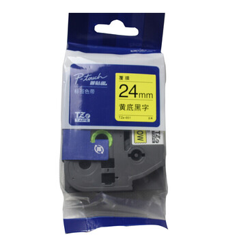 Brother tze-651 label machine ribbon 24mm yellow background/black character