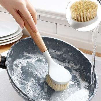 Accor beech long-handled pot brush, pot artifact kitchen non-stick pot decontamination cleaning pot brush