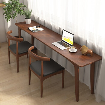 Wangjiaxing all solid wood computer table double desk long table by window and wall narrow table study table home office computer table 140*50*75 board thickness 2.7cm (includes delivery upstairs)