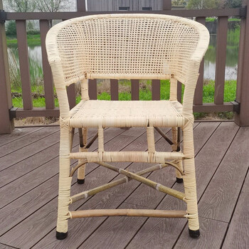 Yimeitianhe rattan chair handmade natural old-fashioned rattan chair arm chair elderly chair computer chair too rattan chair bamboo rattan chair back chair original color (with cushion)