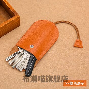 Small key bag, multifunctional key bag, pull-out, mini, compact, simple key bag, large capacity, universal for men and women's car keys, orange