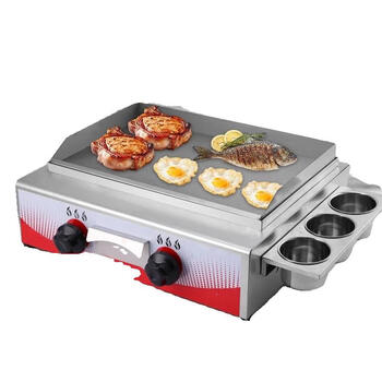 Teppanyaki commercial griddle stall hand cake frying all-in-one equipment electric gas gas grilled cold noodle machine machine gas 721a丨upgraded striped steel plate丨thickened 8