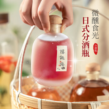 Newair wine bottle empty bottle glass high-end sealed green plum rice wine jar grape sub-package fruit wine home-made white wine jar small bottle frosted style-250ml two packs