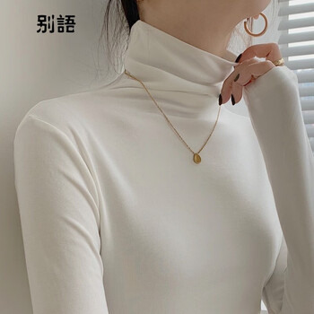 Farewell turtleneck bottoming shirt for women in autumn and winter, new fashionable inner style, slim fit and versatile long-sleeved top, white, no velvet, l (102-114 catties)