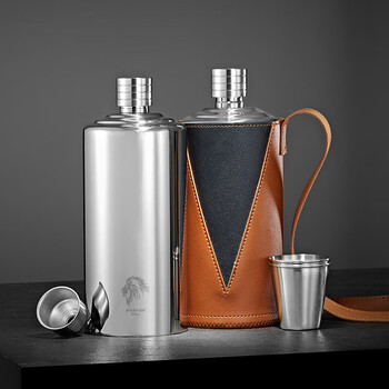 Snake wine bottle 316 stainless steel portable 1-5 catties liquor cylindrical wine bottle empty bottle home car 2 catties 316 stainless steel cylindrical wine bottle with leather case 1000ml