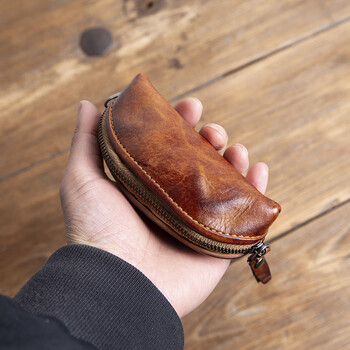Clcey is suitable for niche retro handmade car key bags, men's mini coin purses, first-layer cowhide ultra-small key bags, retro brown