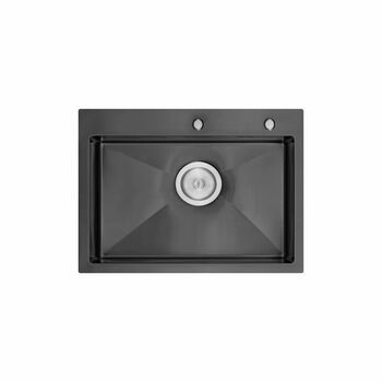 Higold angus a1 sink kitchen nano handmade large single-slot stainless steel dish basin hot and cold faucet matte black 902183t-680*450mm does not include faucet