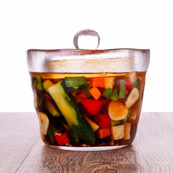 Langtele japanese-style household pickle jar pickled cabbage glass thickened pickle jar pickle jar mini pickle jar kitchen pickle pickle glass bottle glass jar overnight shallow soaking jar