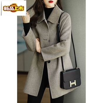 Initial diameter, cotton or no cotton, woolen coat for women, 2025 autumn and winter new style, loose, slim, fashionable, versatile woolen coat, thickened, milk oatmeal, cotton, xl, recommended 125-138 pounds