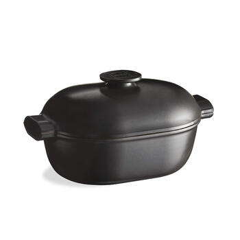 Emile henry french imported ceramic oval dutch oven 4.5 liters, universal for all stoves, slate gray