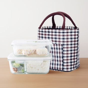 Lock&lock heat-resistant glass crisper lunch box set large-capacity lunch box sealed bowl 1.02l two partitions + 750ml + package