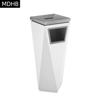 Mdhb commercial large-sized shopping mall elevator entrance corridor light luxury stainless steel diamond-shaped ashtray trash can with ashtray large-capacity smoke-extinguishing trash can in smoking area white black gold head + white barrel body