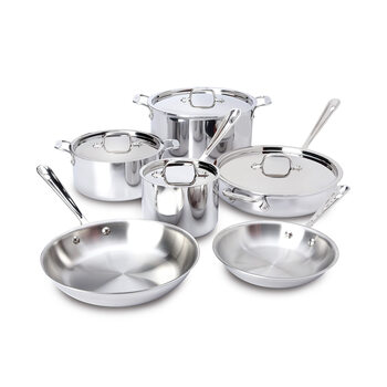 All-clad stainless steel pot 10-piece set, three-layer composite material, suitable for induction cooker and oven