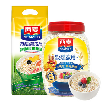 West wheat green organic oatmeal refill 2050g ready-to-eat nutritious breakfast cereal without additional added sucrose