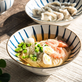 Yijia (ijarl) ramen bowl noodle bowl home ceramic large soup bowl beef noodle bowl ceramic chinese noodle bowl bluegrass 8 inches