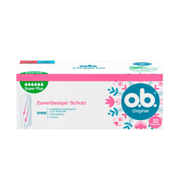 O.b. imported from germany o.b. tampon tail for day and night use, super large amount of silk to prevent side leakage ob comfort 6 drops of water, super large quantity of 32 pcs, no silk