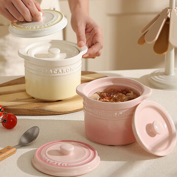 Xiderun gradient stew cup water-proof stew cup with lid household ceramic roasted pear cup bird's nest steamed egg steam cup stew pot for one person gradient yellow - stew cup