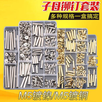 Dongjiu mother-in-law nails m5 set diy boxed mother-in-law rivets and mother-in-law screws butt screws ledger screws account nail recipe copper-plated m5*8 (20 pieces)