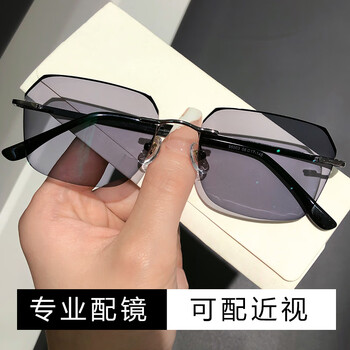 Fimilo with anti-blue light discoloration myopia glasses for men 75 100 200 300 400 degree rimless flat astigmatism glasses frame + 1.61 anti-blue light discoloration gray lenses other degrees take pictures and leave a message or contact customer service