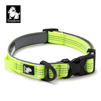 Truelove collar dog collar dog collar small, medium and large dog golden retriever teddy dog leash lead collar collar pet supplies fluorescent green s (25-35cm wide 1.5cm) recommended 3-8kg