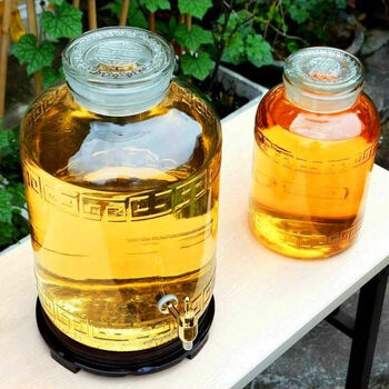 Detif 5 catties, 10 catties, 20 catties, 40 catties, 50 glass bubble wine bottle with faucet, wine jar, wine jar, sealed jar, thickened 5 catties, without faucet, large mouth, smooth surface, wine delivery