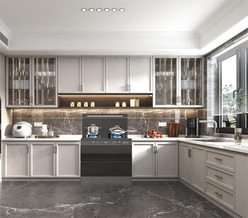 Customized shanghai french cream whole house cabinet countertop american cabinet door sideboard quartz stone countertop overall 1 light gray