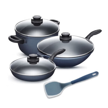 Corning sapphire non-stick pot chinese soup pot set soup pot wok frying pan set sapphire non-stick pot 4-piece set