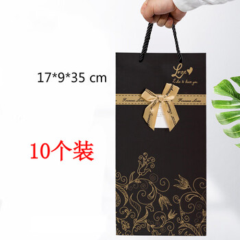 Yixinrong red wine gift bag single red wine bag handbag double wine paper bag packaging bag black double handbag (10 pieces)