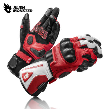 Alien monster yufeng motorcycle gloves waterproof and windproof winter cycling genuine leather warm motorcycle equipment men's anti-fall plus velvet for cold protection yufeng-red warm style 2xl