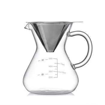 Mesni glass coffee pot with filter coffee set stainless steel drip filter cup filter paper free home use with scale hourglass pot 820ml