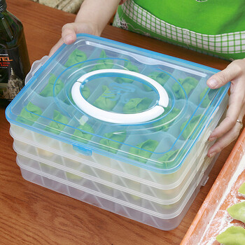 Chuyi quick-frozen dumpling box storage box frozen chaotic dumplings non-stick crisper box microwaveable refrigerated box dumpling tray 1 blue 4-layer dumpling box