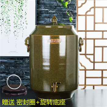 Yi zhen porcelain yuan jingdezhen ceramic tea glaze oil tank fermentation tank rice tank water tank wine tank pickle jar 50 jin 100 jin packed with faucet for kitchen home use admiralty tank 50 jin packed without pores