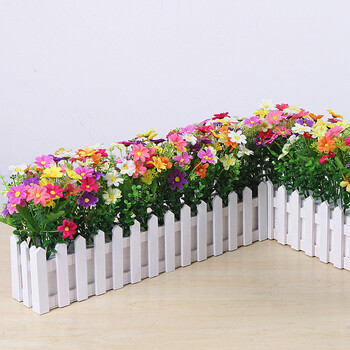 Lihe home decoration free shipping picked orchid chrysanthemum 30cm fence set fake flower pot planting fence fence flower pot imitation flower set decoration living room festival decoration floral art 30cm white fence + mixed color jumping orchid chrysanthemum set