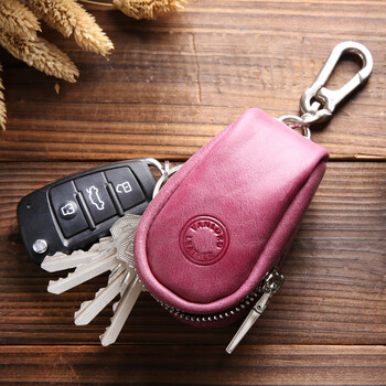 Vanlord ladies genuine leather car key bag first layer cowhide mini korean cute car key bag red purple