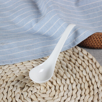 Lichen jingdezhen pure white ceramic large soup spoon small soup spoon bone china tableware simple european style oval head swan medium spoon