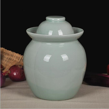 Zinc beam jingdezhen pure handmade ceramic pickle jar sealed lid double lid pickle jar storage jar sichuan pickle pickle jar 8 pounds