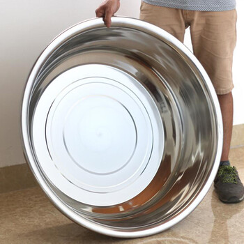 Stainless steel large round basin, thickened bath basin, commercial vegetable sink, household laundry, deepened wash basin, thickened 2.0-outer diameter 36cm
