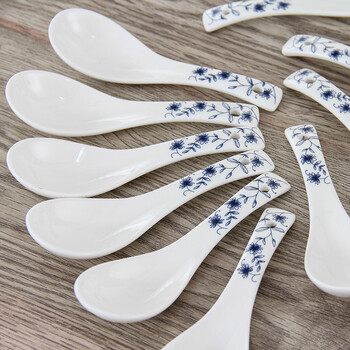 Yitaoyitao japanese-style blue and white high-quality long-handled small spoons creative ceramic spoons restaurant eating spoons household spoons and spoons set jd-pes table hook rattan spoon set of ten