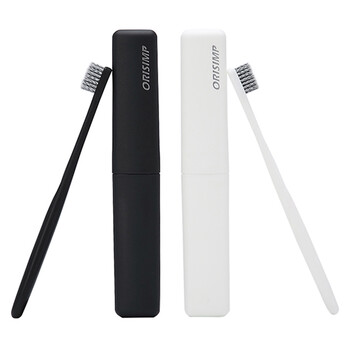 Upurity adult super soft bristle toothbrush travel case, anti-bleeding small head japanese toothbrush, 2 pack, cosmic black + galaxy white, 2 pack