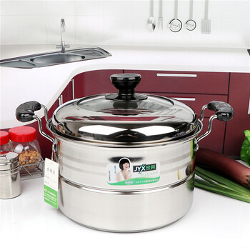 Jiaxing (jyx) jiaxing double bottom steamer thickened stainless steel single grate steamer steaming dual-purpose steamer soup pot stew pot cooking pot jiaxing double bottom single grate steamer 24cm