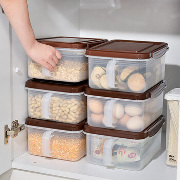 Bailu kitchen refrigerator plastic freezer storage box egg carton food storage box drawer food storage box organizer box khaki 3 pack