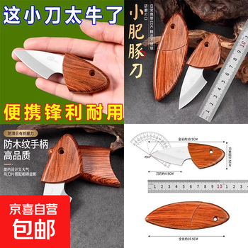 Mini small fat dolphin knife, exquisite sharp multi-purpose fruit knife, camping multi-functional knife, wooden fish portable knife, new product subsidized price - only 00 01 16, preferred wooden handle - 1 super sharp, thickened edge