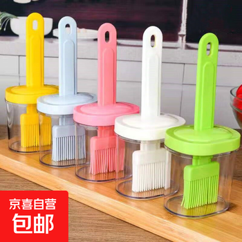 Oil brush with bottle, household high temperature resistant kitchen pancake brush, edible seasoning bottle, barbecue oil brush artifact, one pack, white model