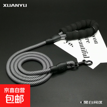 Leash rope explosion-proof okinawa anti-stranglehold pet products for large, medium and small dogs, black and white, 10mm*1.5m, spiral pattern, polyester