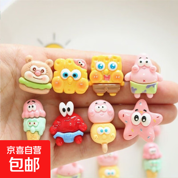 Popular spongebob three-dimensional cute resin refrigerator magnet diy accessories high-value mobile phone case jewelry 3d accessories spongebob style diy accessories mr. krabs no. 4