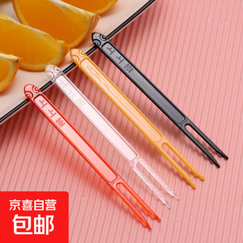 High-end disposable fruit picks, transparent top picks, thickened disposable fruit forks, canned portable household new products, 100 pieces, bagged, white