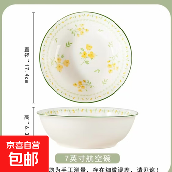 Spring-filled garden ceramic bamboo hat bowl and plate household ceramic tableware internet celebrity creative rice bowl underglaze color ceramic plate noodle bowl 2 7-inch deepened noodle bowls
