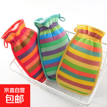 Bath towel does not hurt the skin, men and women's scrub gloves, double-sided scrub to remove dirt, bath and scrub artifact, coarse sand thickened version, red + blue + yellow, no specifications