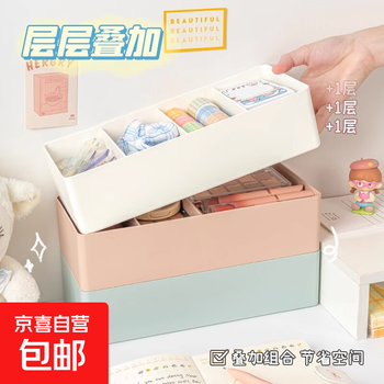 Drawer partition built-in storage box desktop compartment classification plastic rectangular classification organization multi-lattice storage box removable compartment storage box-milk white-1 pack