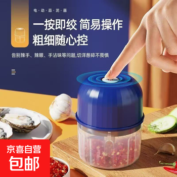 Garlic mincer, garlic masher, meat grinder, large capacity multifunctional cooking machine, onion, ginger and garlic masher, hot pot dipping sauce, 3-leaf knife, 250ml type-c fast charge